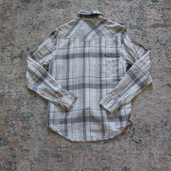 Fox Racing White & Gray Plaid Western Style Flannel Shirt Men's Size Large - Picture 9 of 9